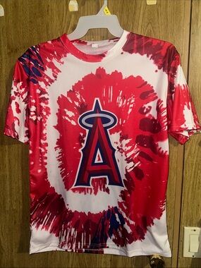 Los Angeles Angels Tie-Dye Logo Tee - Red & White